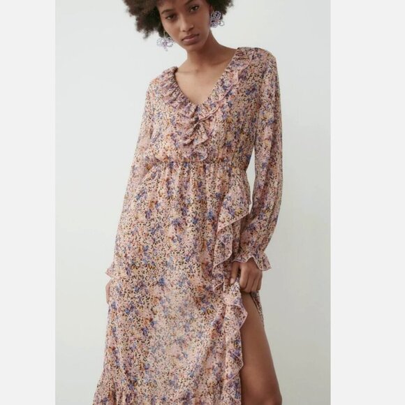 Zara Dresses & Skirts - Zara Floral Backless Midi Dress, Size large nwt